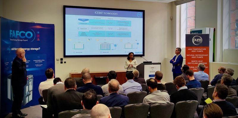 Pure Thernal and Fafco teams welcomed guests to the UK Lauch of the IceBat Cold Thermal Battery at the iconic Institution of Engineering & Technology.